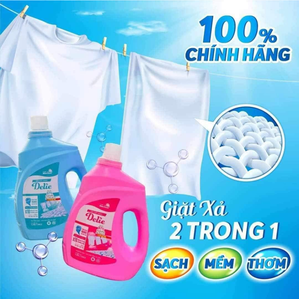 Nước giặt nano delie - thùng 4 can - 3,2kg/can- Sữa giặt Xanh Plus Delie