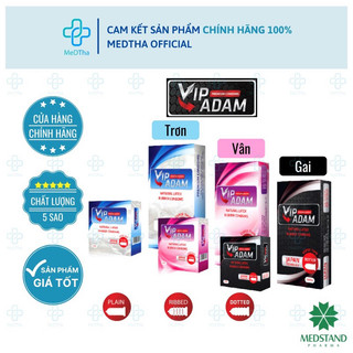 Bao cao su công nghệ Nhật Bản MEDSTAND Bao cao su Vip Adam 4 loại Trơn, Vân, Gai, Siêu mỏng (hộp 3 chiếc, 10 chiếc)