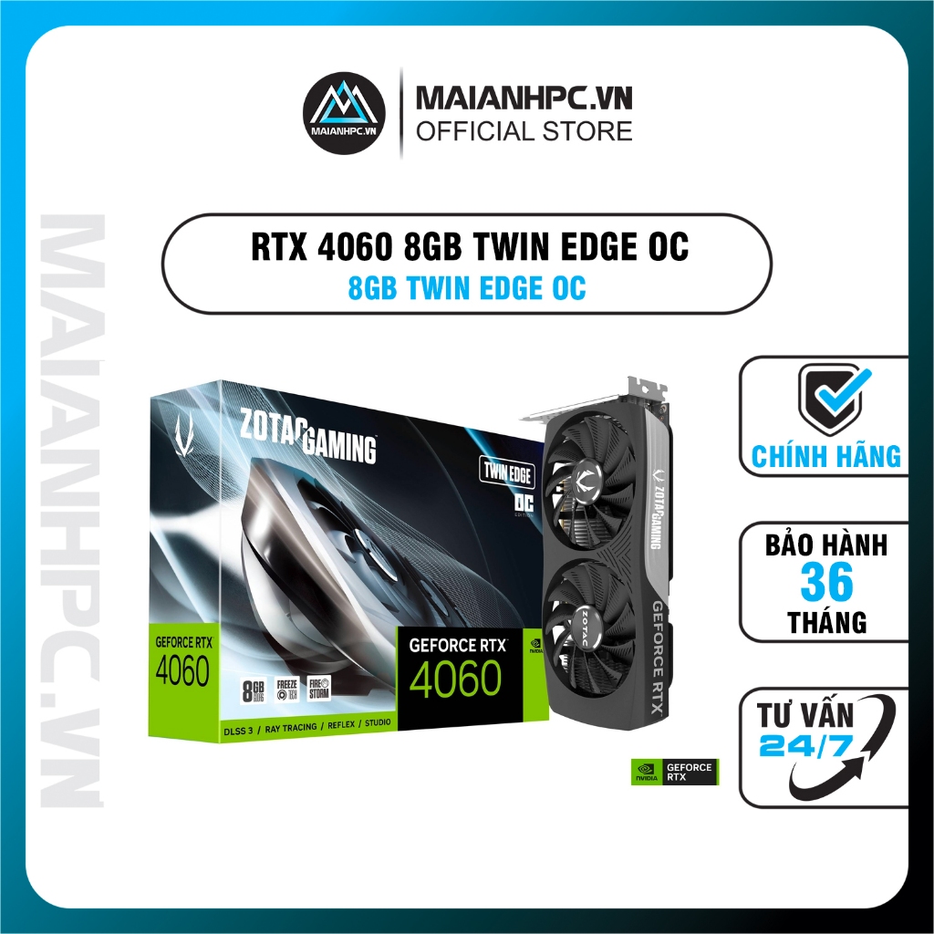 Card màn hình VGA ZOTAC GAMING GeForce RTX 4060 8GB Twin Edge OC White Edition