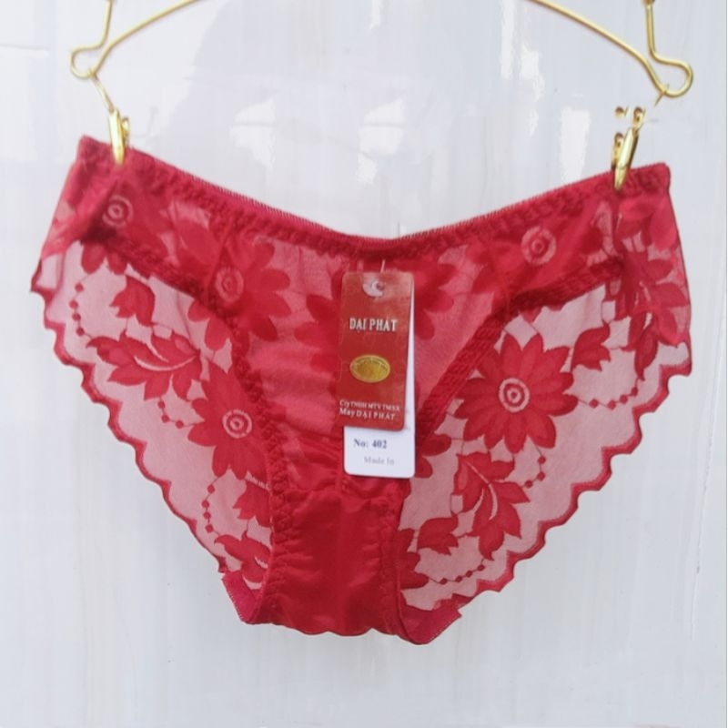 Combo 5 quần lót satin lụa bóng phối ren hoa siêu mỏng free size dưới 55kg mã 402