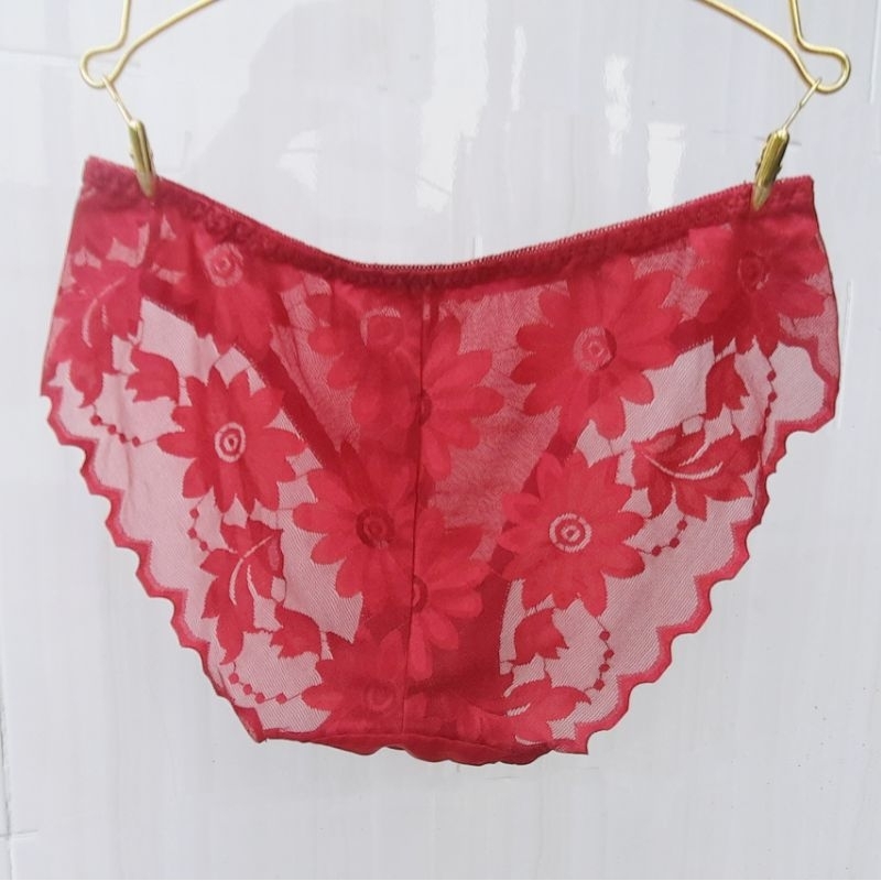 Combo 5 quần lót satin lụa bóng phối ren hoa siêu mỏng free size dưới 55kg mã 402