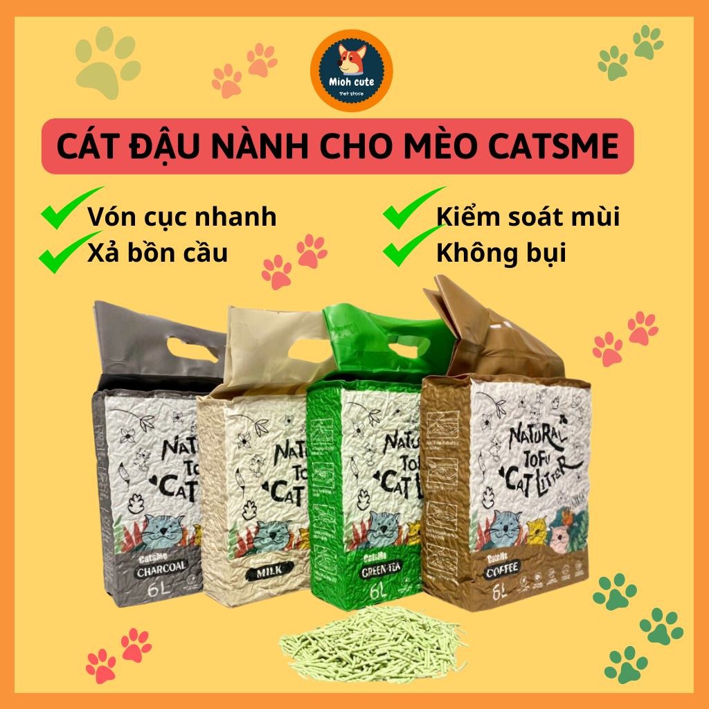 Cát vệ sinh đậu nành Catsme, Taotaopets siêu vón cục, không bụi, hương thơm đa dạng dành cho mèo