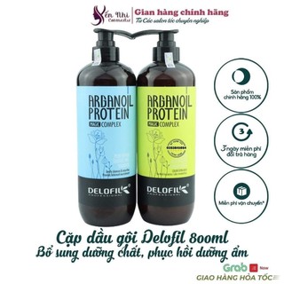 Cặp gội xả dưỡng ẩm phục hồi delofil arganoil protein 800ml *2