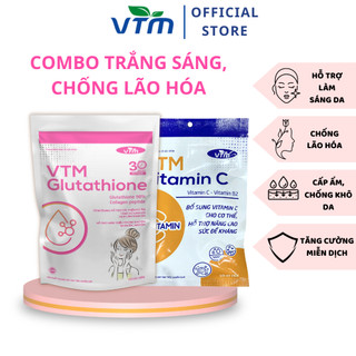 Viên uống VTM bổ sung Vitamin C, Collagen, Biotin, Glutathione, kẽm hỗ trợ sáng da, giảm mụn, mờ thâm