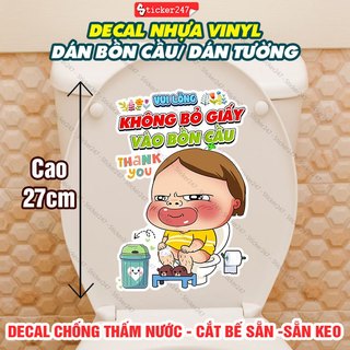 Miếng dán nắp bồn cầu bỏ giấy vào bồn cầu quỳnh aka - decal chống nước - decal dán tường, dán nắp bồn cầu dễ thương