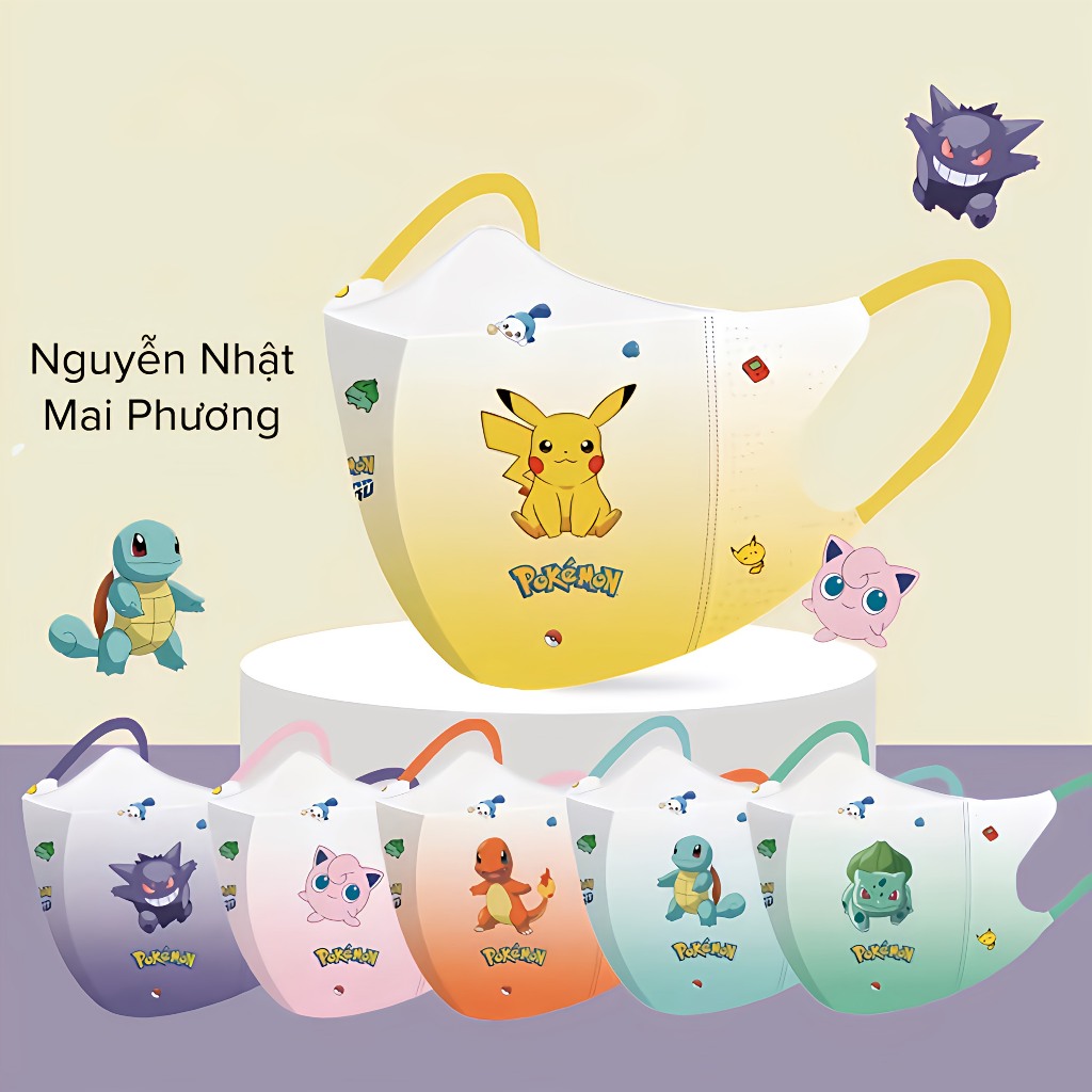 Khẩu Trang Pokémon dành cho bé 3-10 tuổi ( 15-27kg )