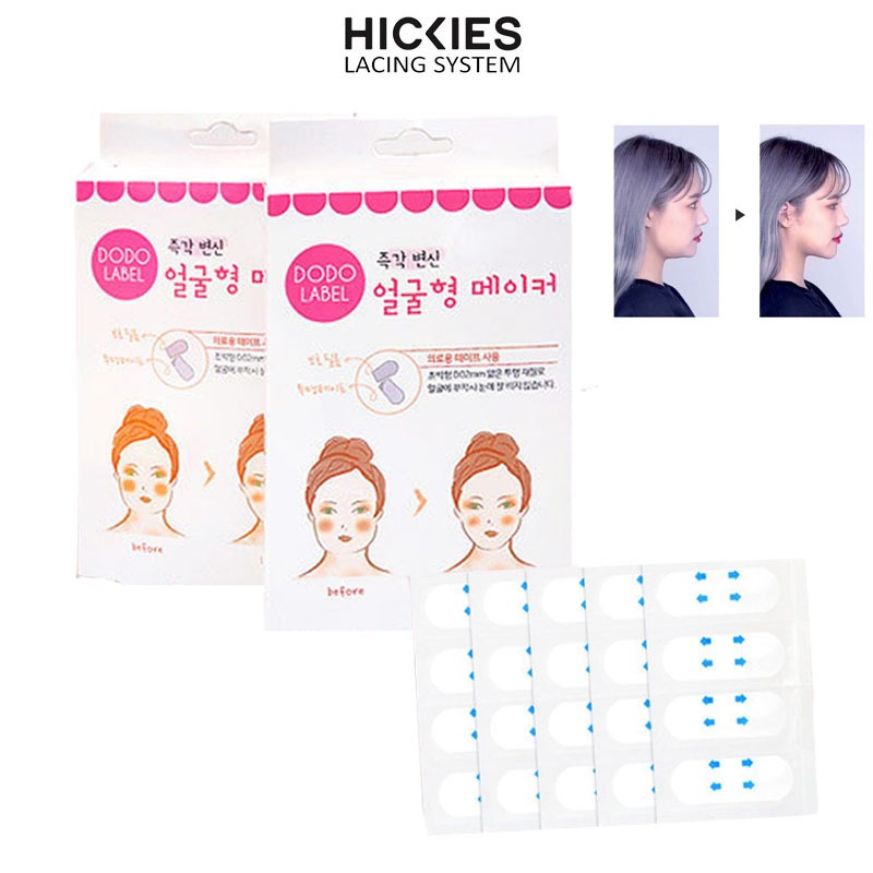Hộp 40 Miếng Dán Định Hình Thon Gọn Mặt Trong Suốt- Miéng dán trong suốt mặt V Line- Hickies Lacing System