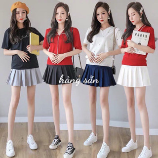 Váy Bầu 💓FREESHIP💓Chân Váy Bầu Dáng Ngắn Xếp Li Có Quần Trong Hàng Quảng Châu
