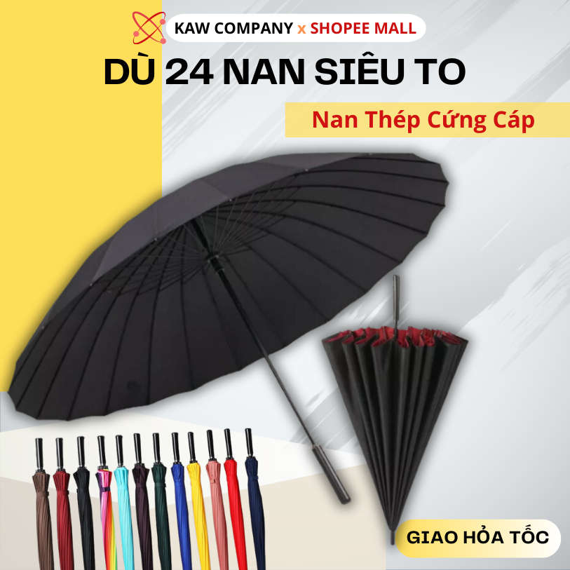Ô Dù Siêu To KAW 24 Nan Kiểu Dáng Đẹp, Dù Đi Mưa Siêu To, Siêu Cứng, Chắc Chắn, Chống Tia UV
