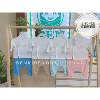 Bộ cài lệch Moon@ vải petit mềm mát cho bé trai/bé gái từ sơ sinh đến 6 tháng tuổi