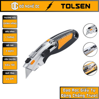 Dao rọc giấy 3 lưỡi tự động chống trượt, dao rọc giấy dao rọc bìa 30019 tolsen tools lưỡi dao thép sk2 cắt giấy, bìa...