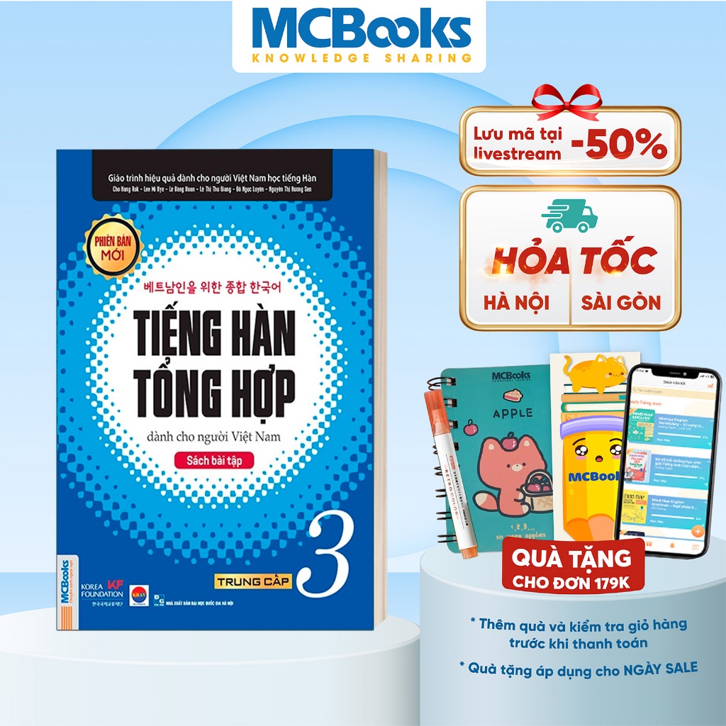 Sách - Tiếng Hàn Tổng Hợp Dành Cho Người Việt Nam Trung Cấp Tập 3 -Sách Bài Tập Phiên Bản Mới 2020 - Kèm App Học Online