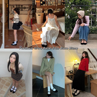 BlaueBlume🦋 (Sẵn) Grove Ballet Flat - giày bệt nhung đen