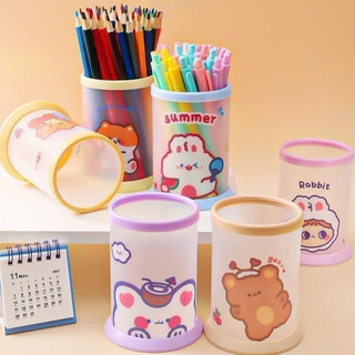 Lọ đựng bút hoạt hình để bàn, ống cắm bút nhựa tự lắp xinh xắn