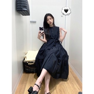 Đầm maxi dáng dài không tay đen, váy maxi nữ dáng A cổ tròn không tay phong cách Hepburn Hàn Quốc