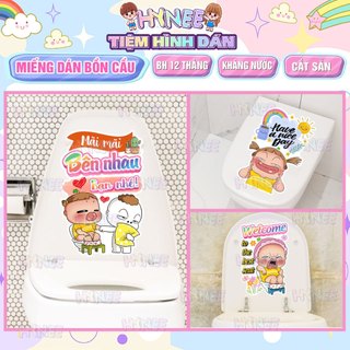 Miếng dán bồn cầu quỳnh aka dễ thương - decal dán nắp bồn cầu chống nước - hình dán trang trí bồn cầu, tường toilet