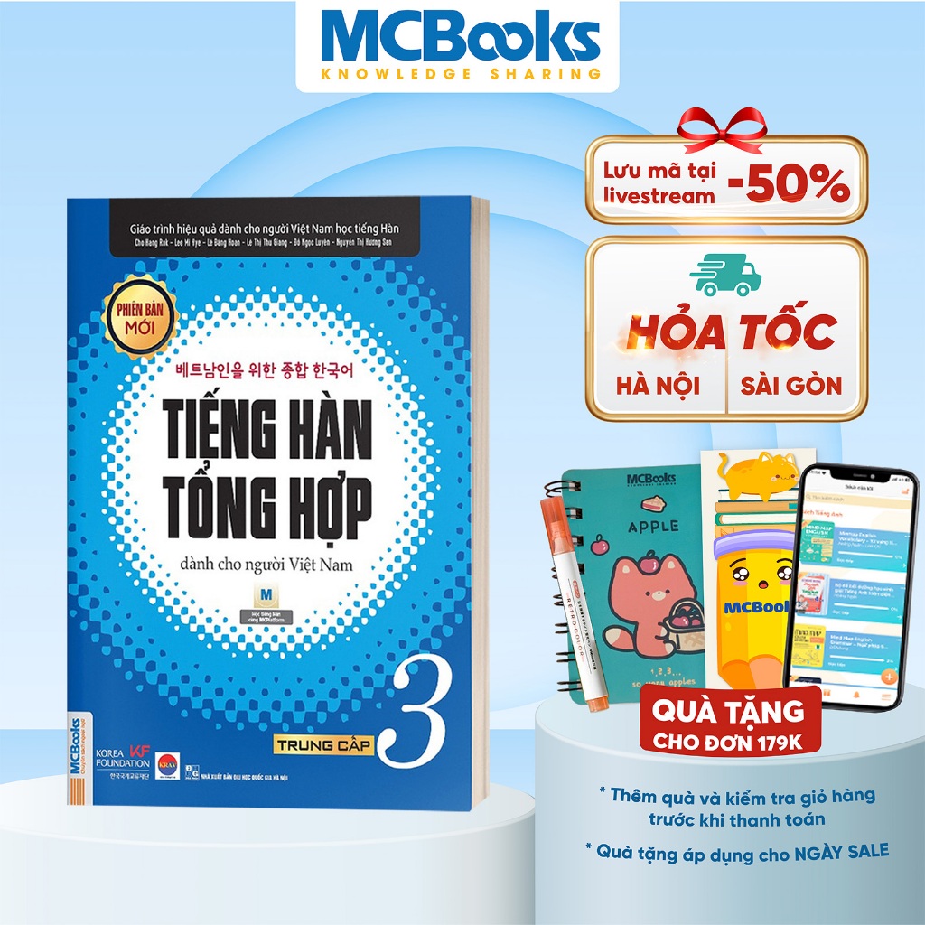 Sách - Giáo Trình Tiếng Hàn Tổng Hợp Dành Cho Người Việt Nam Trung Cấp Tập 3 (Đen Trắng) - Phiên Bản Mới 2020 - Kèm App