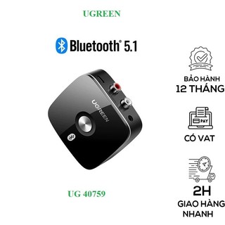 Bộ thu bluetooth 5.1 cho loa, amly hỗ trợ cổng 3.5mm + rca chính hãng ugreen 40759