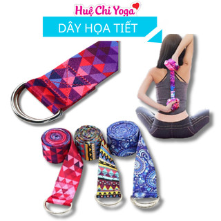 Dây tập yoga họa tiết hoa văn dài 2,83m . Dây đai tập Yoga chất liệu cotton siêu bền tập yoga
