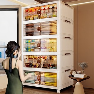 Hộp đựng không cần lắp đặt, tủ trưng bày hàng hóa gia đình, tủ đựng đồ ăn nhẹ, quần áo, đồ chơi có thể gấp gọn, xoay 360