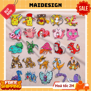 Miếng vá dán quần áo rách, hình dán áo bị rách Pokemon Pikachu Maidesign