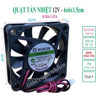 Combo 10 quạt tản nhiệt 12v 6x6x1,5 cm 0.10a - 0.15a linh kiện điện tử quỳnh diễn