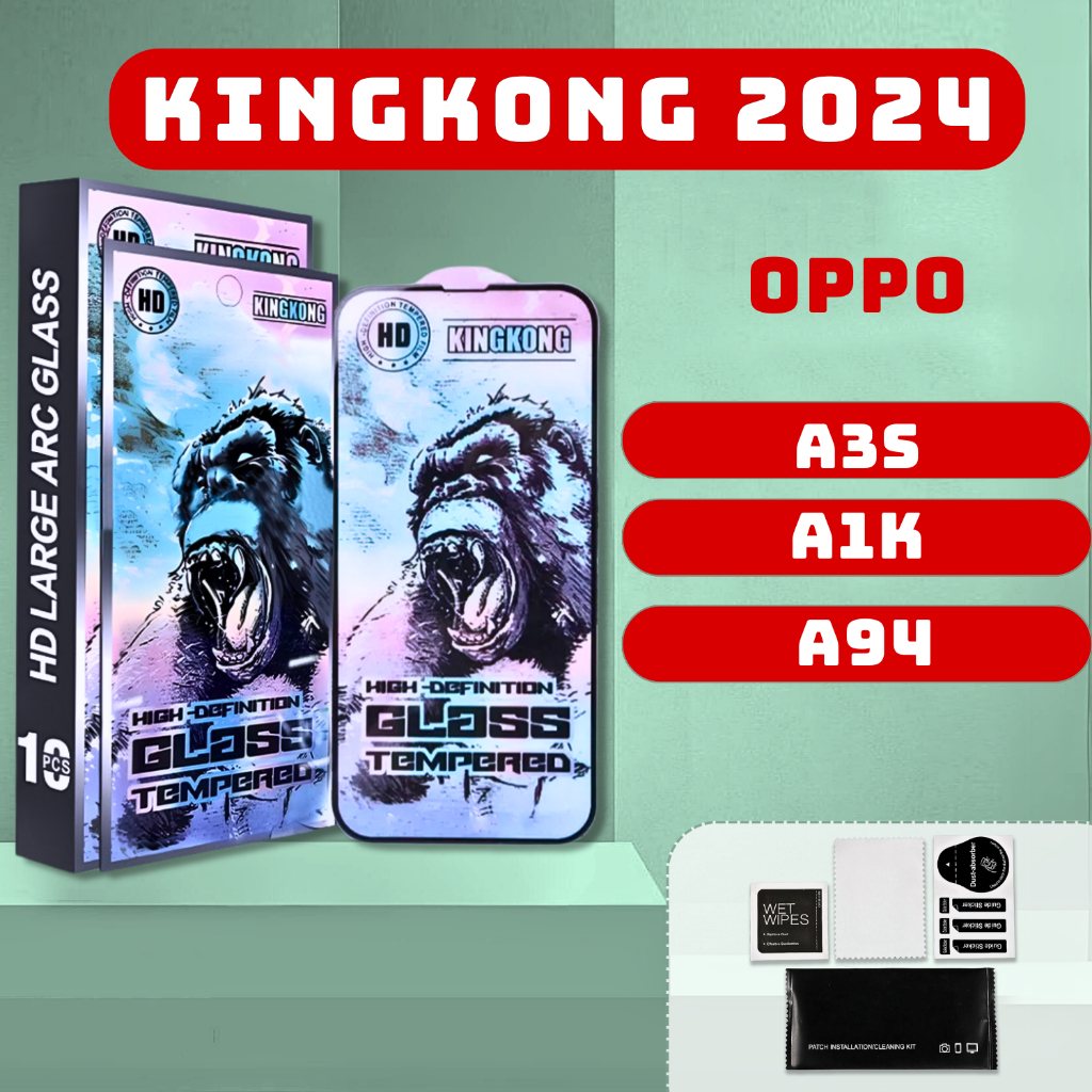 Kính cường lực KINGKONG XANH Oppo A3s, A1k, A94 thế hệ mới | Miếng dán bảo vệ màn hình opoo | mekca