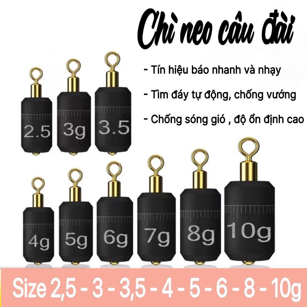 COMBO 5 viên Chì câu cá-Chì câu đài-Chì neo đáy chuyên câu cá nhát