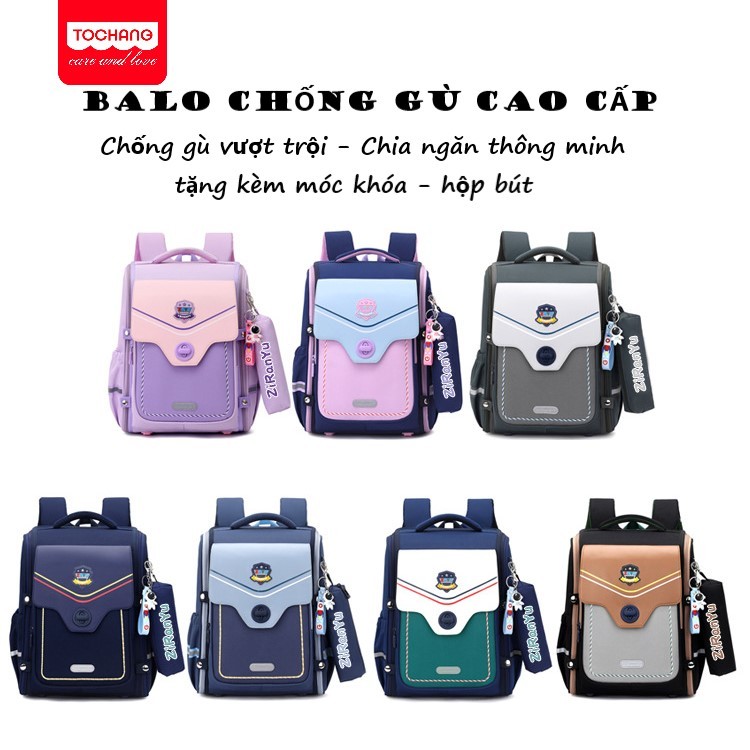 Balo chống gù Balo cho bé tiểu học cặp đi học tochang chống nước cho trẻ em lớp 1-6 (ZIRANU)