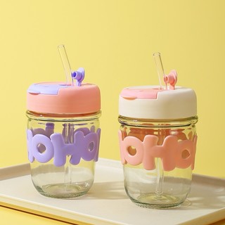 Ly Thuỷ Tinh HOHO Nắp Màu 350ml