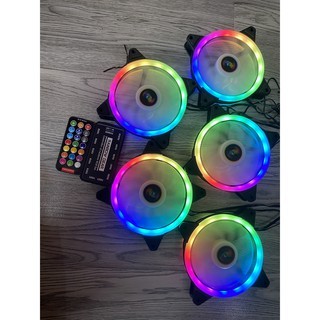 (bán sỉ) Combo 5 Fan Led RGB Digital HXHS + Tặng Bộ Hub Kết Nối Nguồn Và Điều Khiển (freeship 99k)