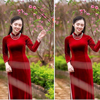 [XẢ KHO] Áo dài nhung truyền thống cho Mẹ Nữ Trung Niên Áo dài Nhung trơn sang trọng Áo Dài Nhung Tuyết May Sẵn đẹp