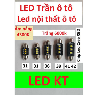 Led trần ô tô 12v có 3 chip cree XBD Trắng và Vàng nắng 4300K Canbus festoon bóng đũa 31mm, 36mm, 39mm, 42mm cho ô tô.