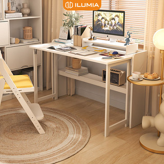 Bàn làm việc gỗ full trắng chân gấp gọn thương hiệu ILUMIA - GP309
