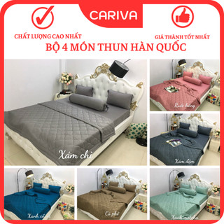 Bộ Ga Giường, Chăn Ga Gối, Drap Nệm Thun Lạnh 1 Màu Hàn Quốc CARIVA Đủ Kích Thước