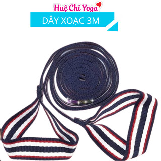 Dây đai cotton sọc tập Yoga 3m , 2 đầu tập đa năng hỗ trợ các động tác Yoga , dây tập yoga bền đẹp nhiều màu sắc