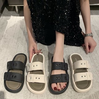 (ĐẾ XỊN) Dép nữ quai ngang đế coa 4 cm êm ái cài khuy lỗ trẻ trung