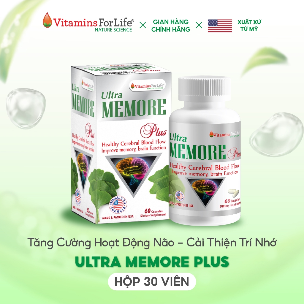 [Tặng quạt điện]_Viên Uống Bổ Não Cải Thiện Trí Nhớ ULTRA MEMORE PLUS – Tăng Tuần Hoàn Máu Não