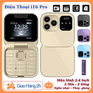 Điện Thoại Nắp Gập Mini 3 Mắt SERVO i16 Pro 2 Sim Nghe Gọi Nhắn Tin Cute Giá Rẻ, Sang Trọng