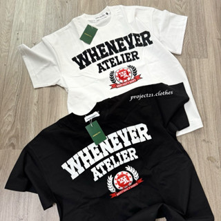 Áo thun boxy Whenever hình thêu 3d,  vải cotton dày thoáng khí, không xù, giặt sấy thoải mái