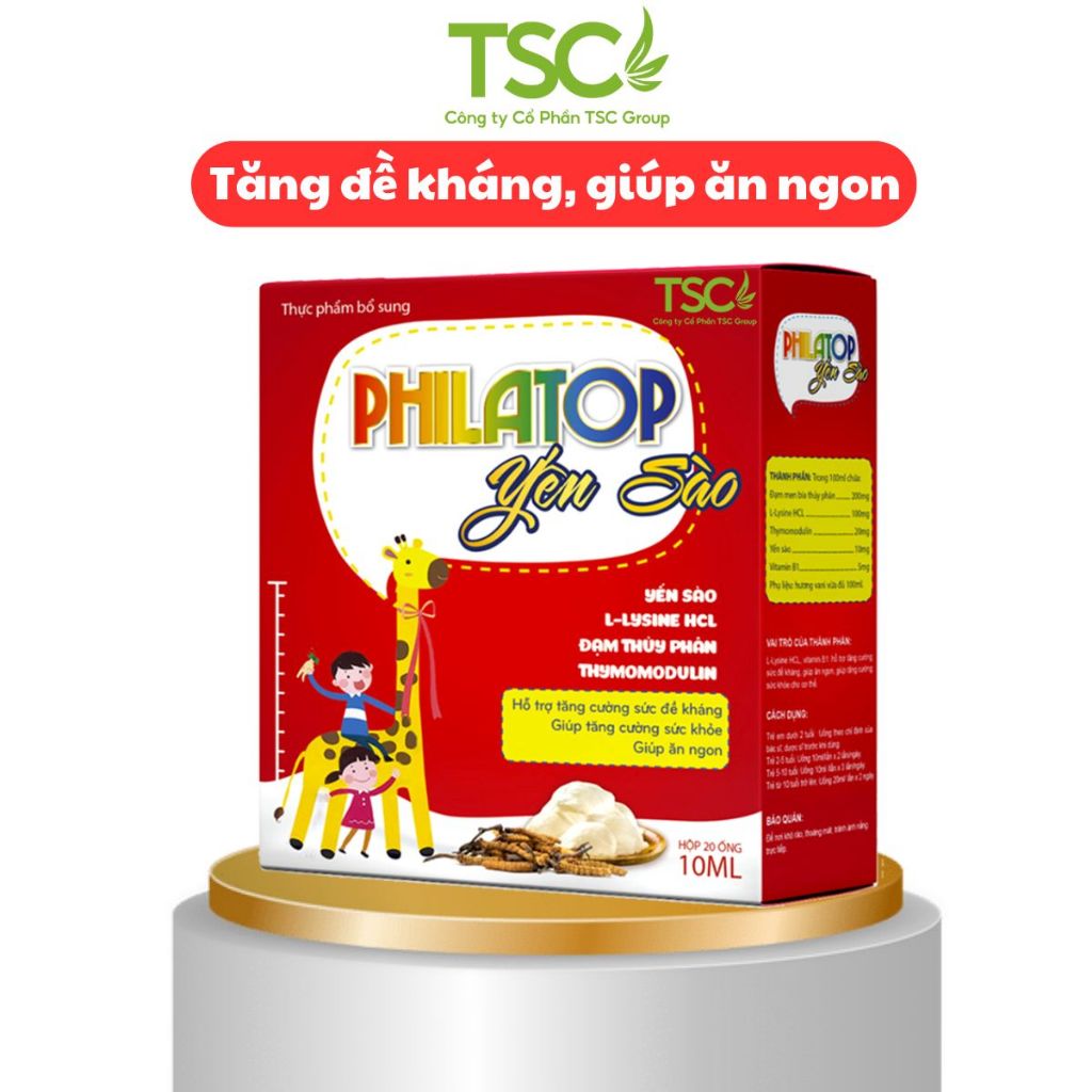 Philatop Yến Sào TSC Group Hộp 20 ống- Giúp bé ăn ngon, bổ sung Vitamin và Lysine hỗ trợ tăng đề kháng cho cơ thể trẻ