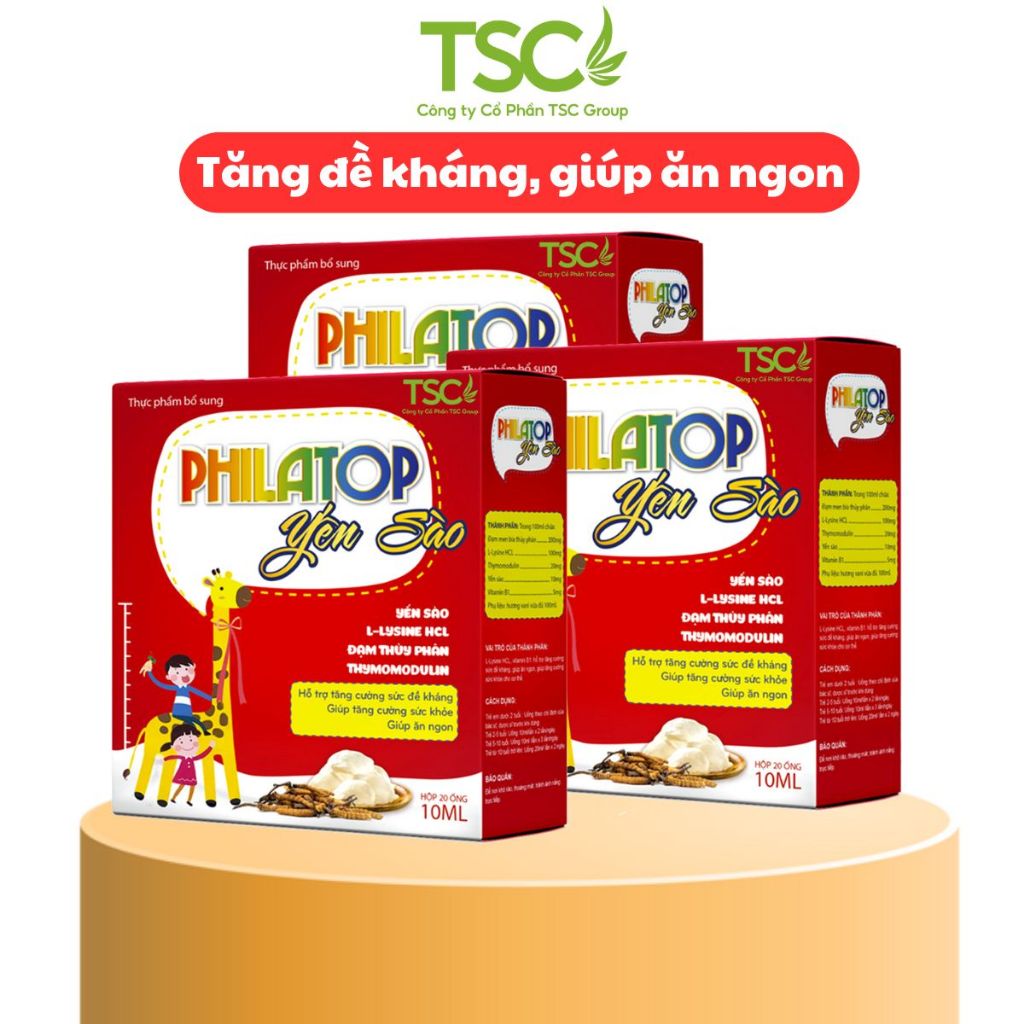 Philatop Yến Sào Combo 3 hộp- Bổ sung chất đạm tăng cường sức khỏe cơ thể, bé ăn ngon và bổ sung Vitamin tăng đề kháng
