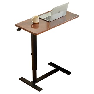 Bàn làm việc ngồi giường gỗ tự nhiên, Bàn làm việc gấp gọn có bánh xe, nâng hạ tùy chỉnh, khung kim loại chắc chắn