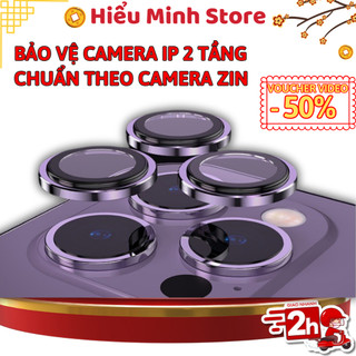 Mắt bảo vệ camera iphone Hiểu Minh 2 tầng,ống kính đơn viền hợp kim, 11 Pro Max/ 12 pro max/13Promax/14Promax