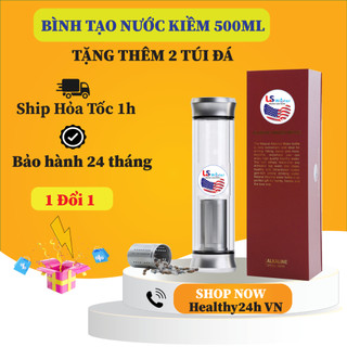 Bình nước kiềm thủy tinh Uswater GS 500ML, nước lành mạnh mọi lúc, mọi nơi ( tặng kèm 2 gói đá)