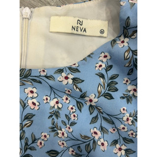 Đầm Neva hoa nhí xanh