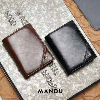 Ví nam mini dáng đứng BLANC , bóp da thương hiệu MANDU