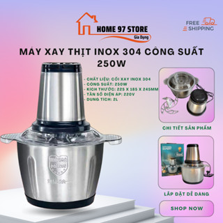 [SALE SỐC] Máy Xay Thịt 4 Lưỡi – Cối Inox - Dung Tích 2 Lít - Công Suất 300W - Máy xay thịt, xay tỏi ới, xay rau củ quả