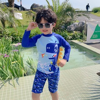  Đồ Bơi Bé Trai Dài Tay Habi Fashion HB2408 Tặng Kèm Mũ Bộ Bơi Bé Trai Họa Tiết Khủng Long Cho Bé Từ 9-35kg 