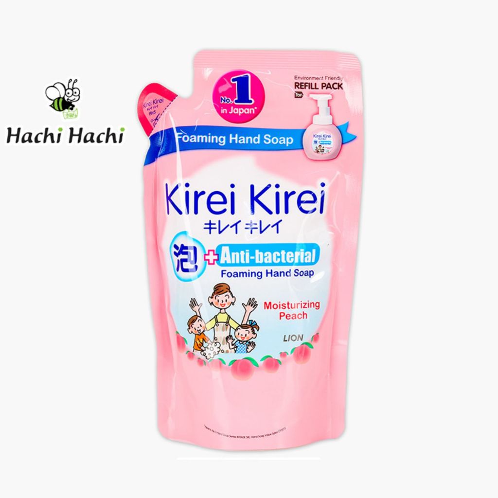 Bọt rửa tay kháng khuẩn Kirei Kirei hương đào 200ml (túi refill) - Hachi Hachi Japan Shop